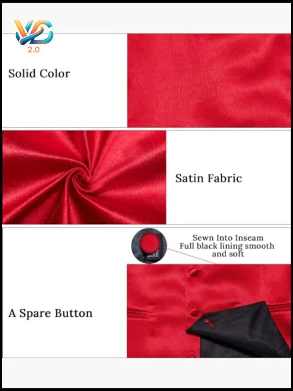 Men's Satin Vest and Tie Set, V-Neck, Adjustable Back, Formal Wear